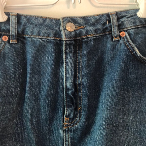 Denim skirt with orange navy and white stripe - Picture 2 of 5